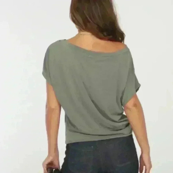 Veronica soft modal muted green boat neck ots blouse Size XS Minimalist - Picture 2 of 6